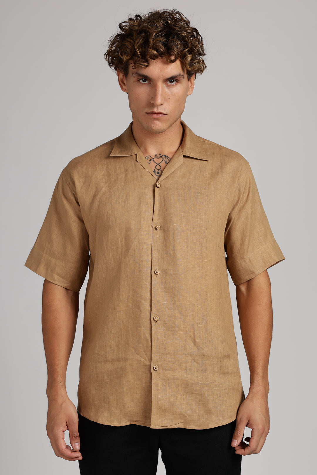 Camel Brown Linen Shirt for Men – 100% Pure Linen - Simple, Stylish & Handcrafted Summer Wear | CraftedLinen