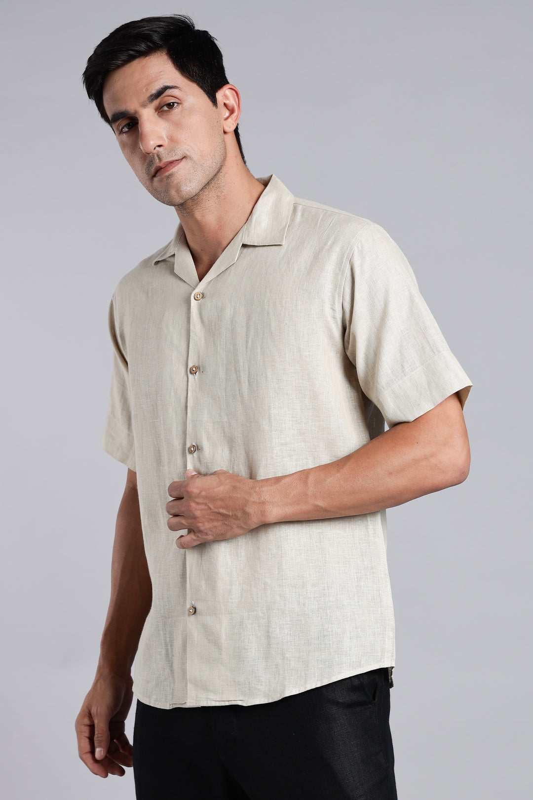 Vanilla Cream Linen Shirt for Men - Pure Linen Summer Shirt - Minimal & Breathable Style - Trending Men's Fashion | CraftedLinen