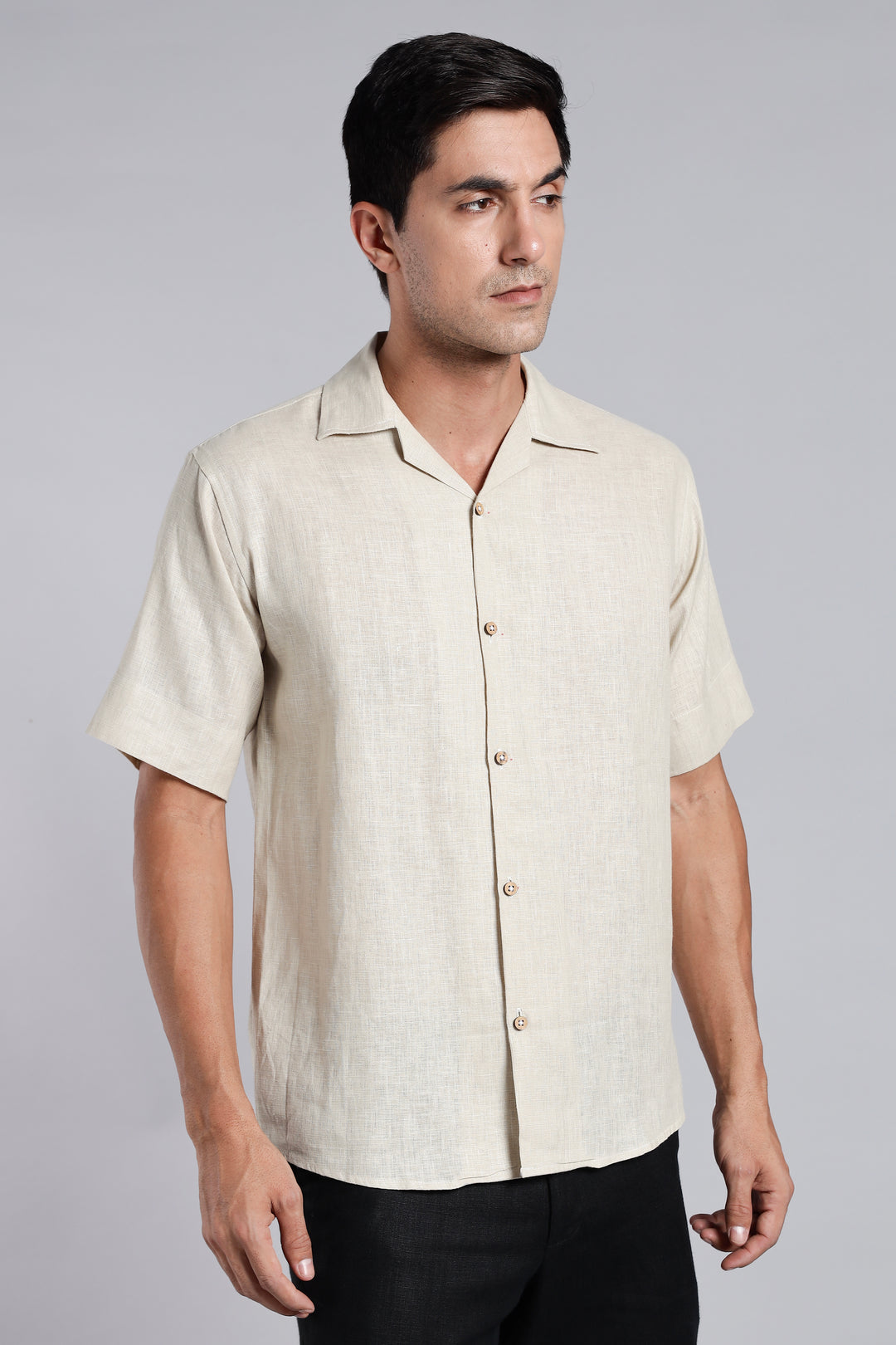 Vanilla Cream Linen Shirt for Men - Pure Linen Summer Shirt - Minimal & Breathable Style - Trending Men's Fashion | CraftedLinen