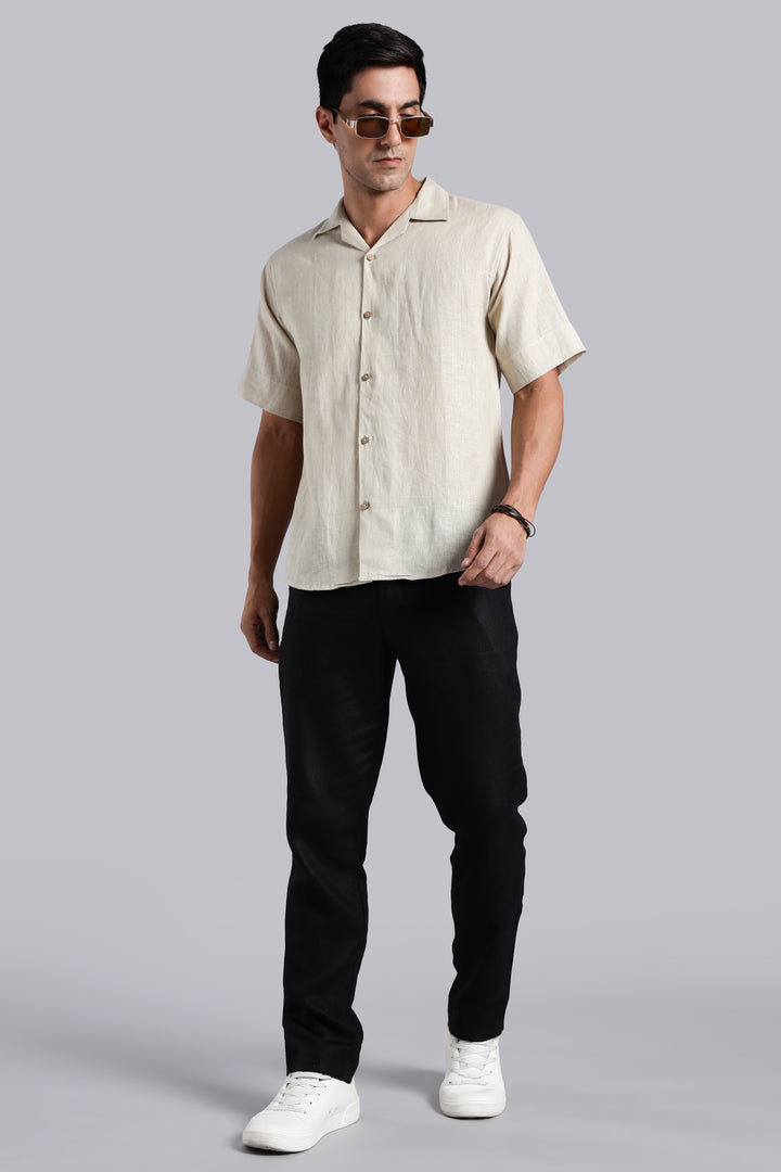 Vanilla Cream Linen Shirt for Men - Pure Linen Summer Shirt - Minimal & Breathable Style - Trending Men's Fashion | CraftedLinen