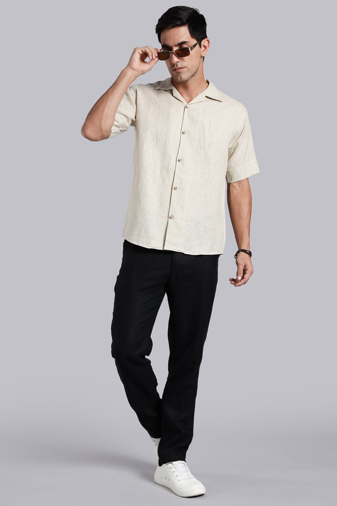 Vanilla Cream Linen Shirt for Men - Pure Linen Summer Shirt - Minimal & Breathable Style - Trending Men's Fashion | CraftedLinen