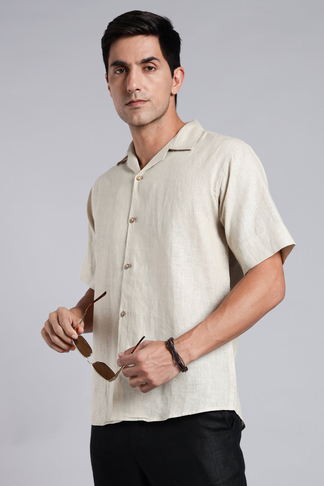 Vanilla Cream Linen Shirt for Men - Pure Linen Summer Shirt - Minimal & Breathable Style - Trending Men's Fashion | CraftedLinen
