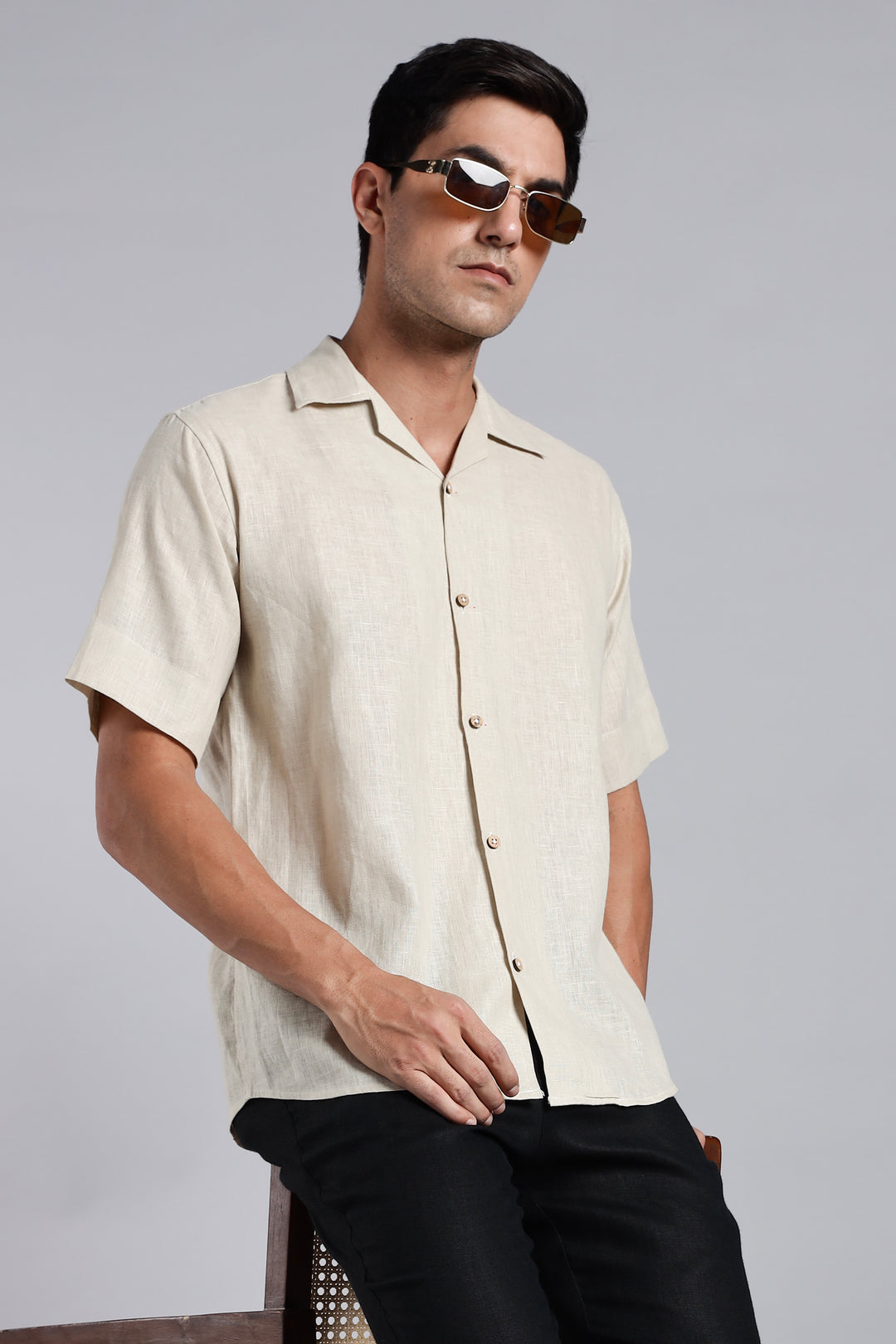 Vanilla Cream Linen Shirt for Men - Pure Linen Summer Shirt - Minimal & Breathable Style - Trending Men's Fashion | CraftedLinen