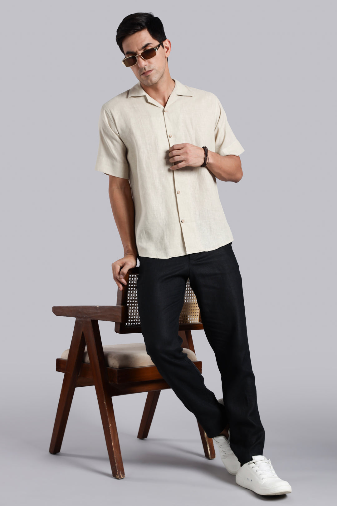 Vanilla Cream Linen Shirt for Men - Pure Linen Summer Shirt - Minimal & Breathable Style - Trending Men's Fashion | CraftedLinen