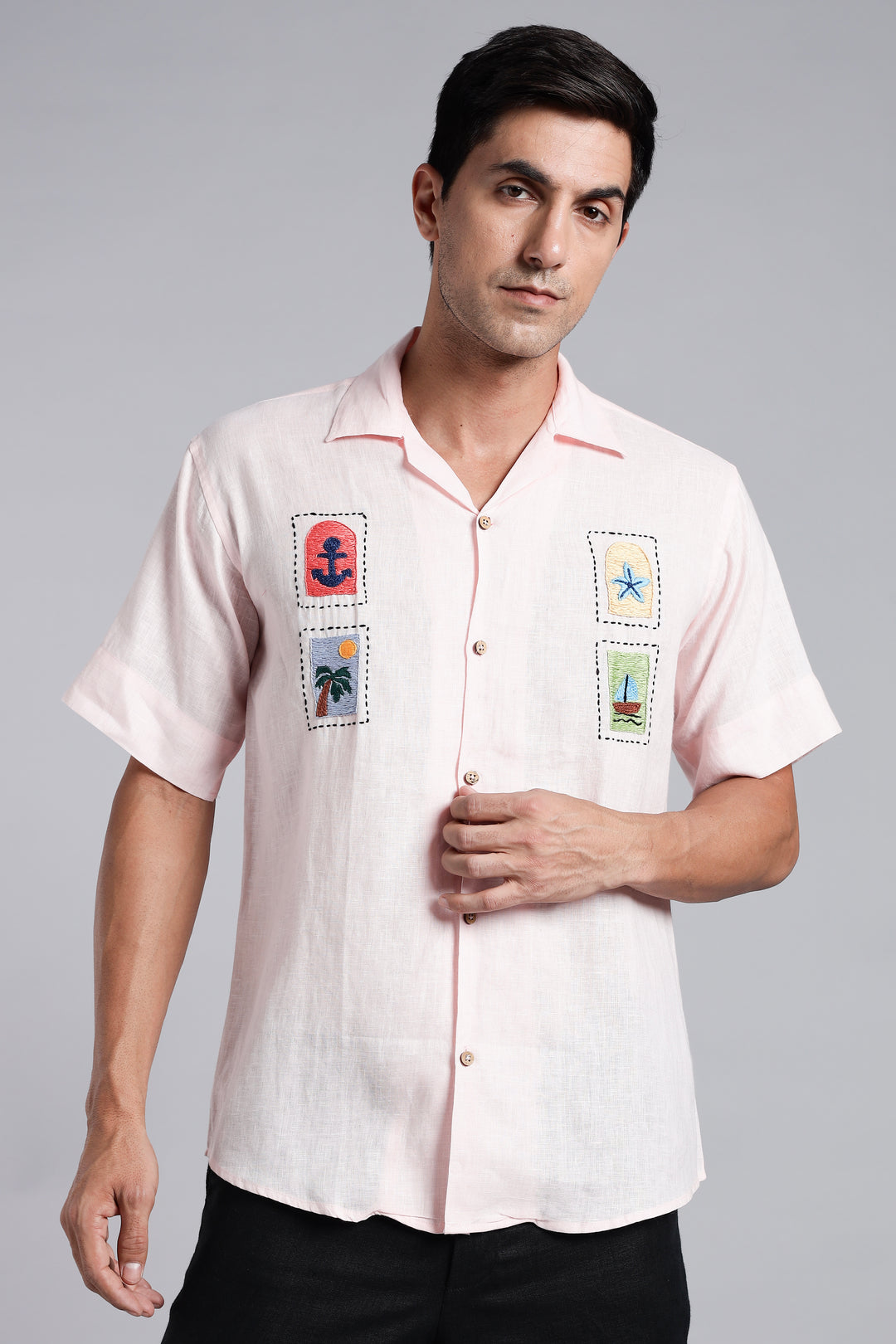 Postcards from Paradise Linen Shirt – Crafted for Summer Escapes – Pure 100% Linen – Vacation Casual Look – Men’s Trending Fashion 2025 | CraftedLinen