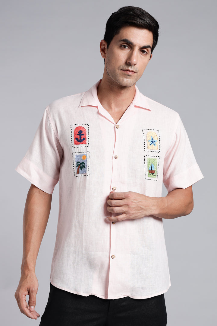 Postcards from Paradise Linen Shirt – Crafted for Summer Escapes – Pure 100% Linen – Vacation Casual Look – Men’s Trending Fashion 2025 | CraftedLinen