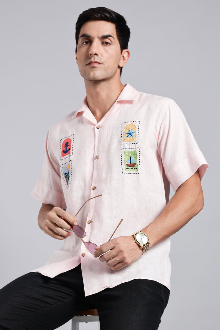 Postcards from Paradise Linen Shirt – Crafted for Summer Escapes – Pure 100% Linen – Vacation Casual Look – Men’s Trending Fashion 2025 | CraftedLinen