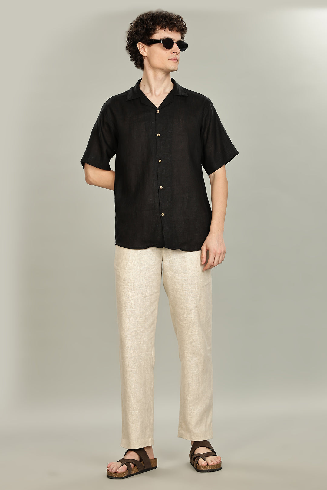Black Linen Shirt for Men - 100% Pure Linen - Casual Summer Style - Minimal & Breathable | CraftedLinen