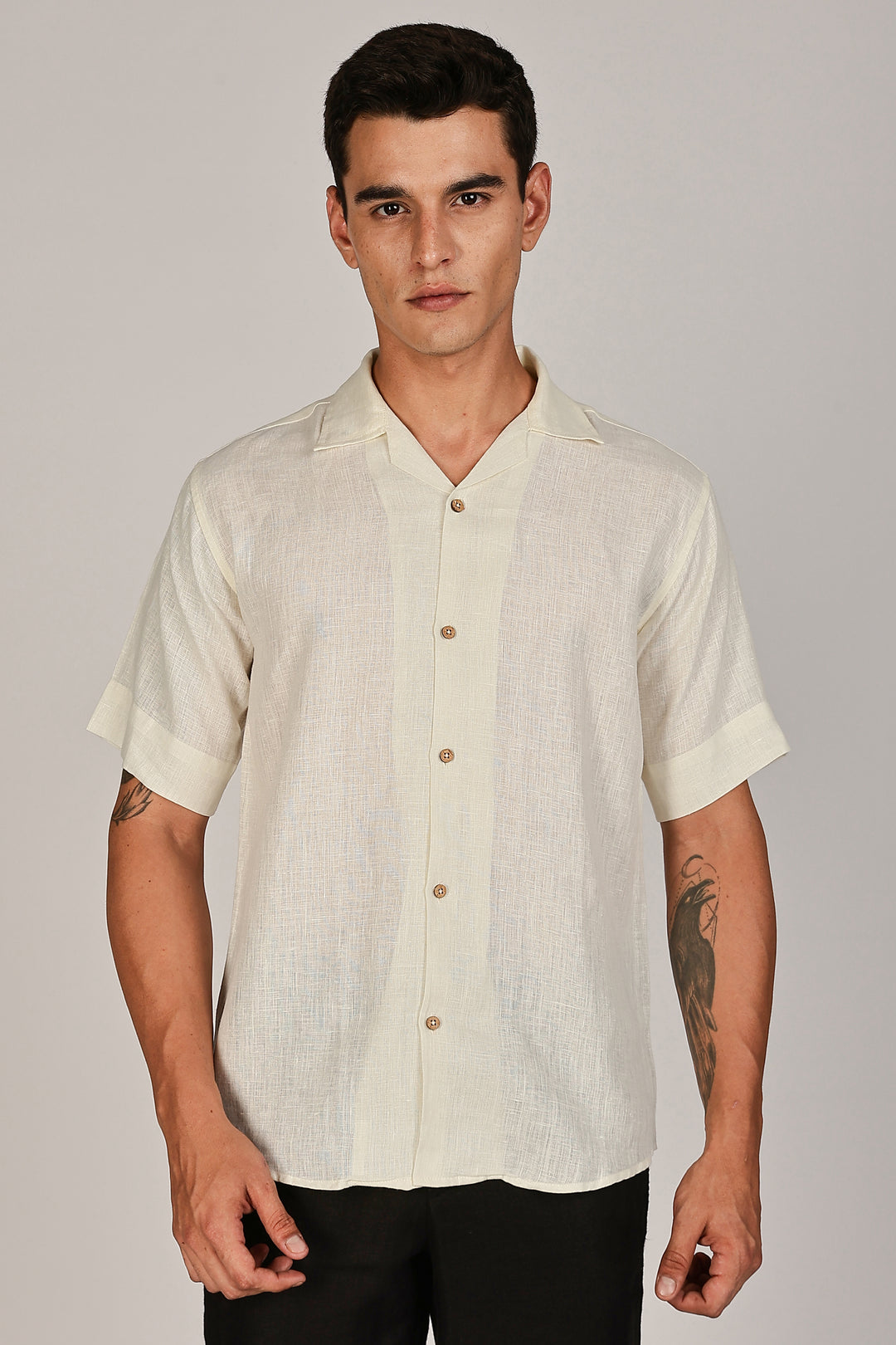 Sunrise Yellow Linen Shirt for Men - 100% Pure Linen - Light, Breezy & Hand crafted Summer Style | CraftedLinen