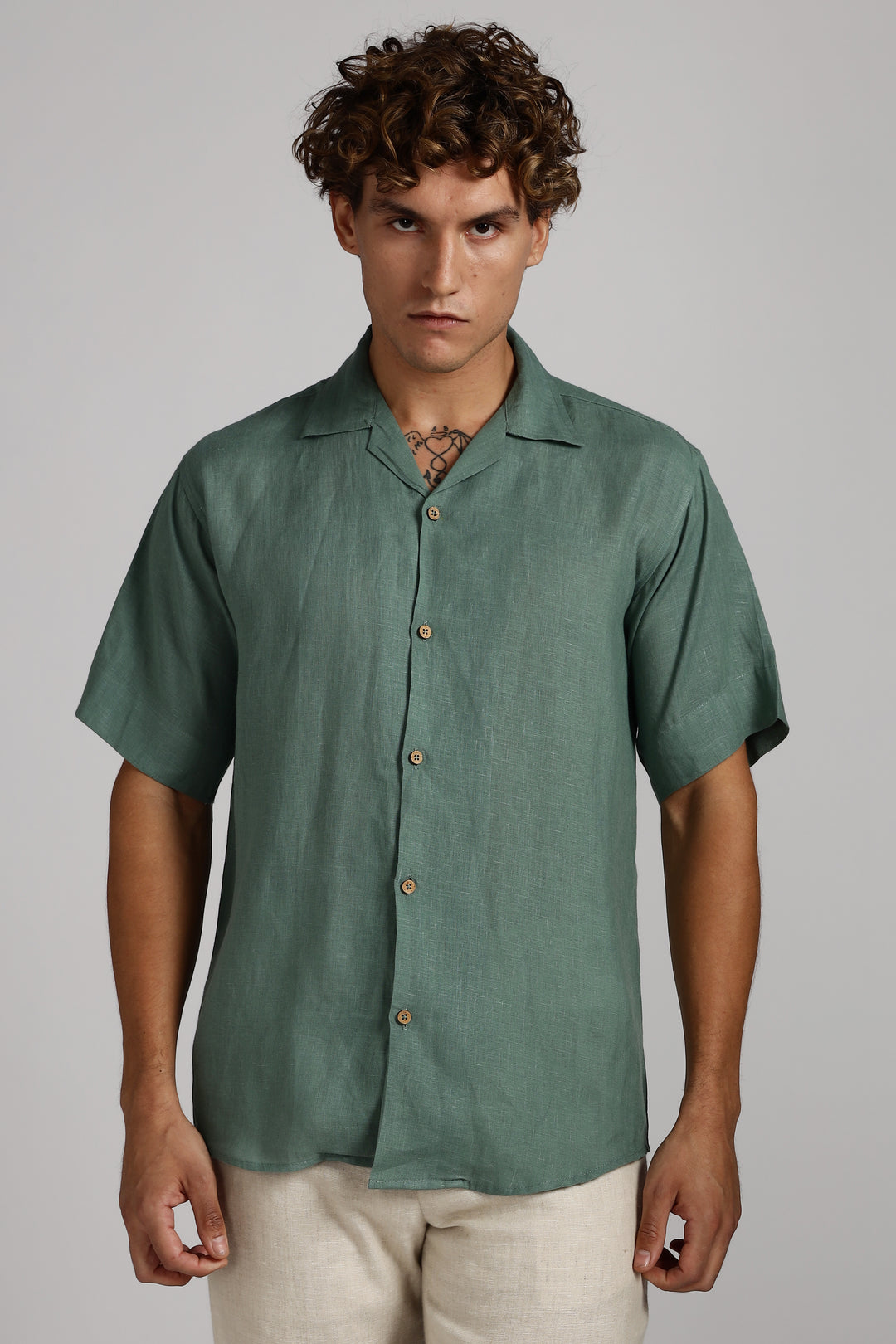 Sage Green Linen Shirt for Men - 100% Pure Linen - Casual Summer Style - Minimal & Breathable | CraftedLinen
