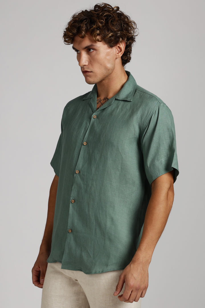 Sage Green Linen Shirt for Men - 100% Pure Linen - Casual Summer Style - Minimal & Breathable | CraftedLinen