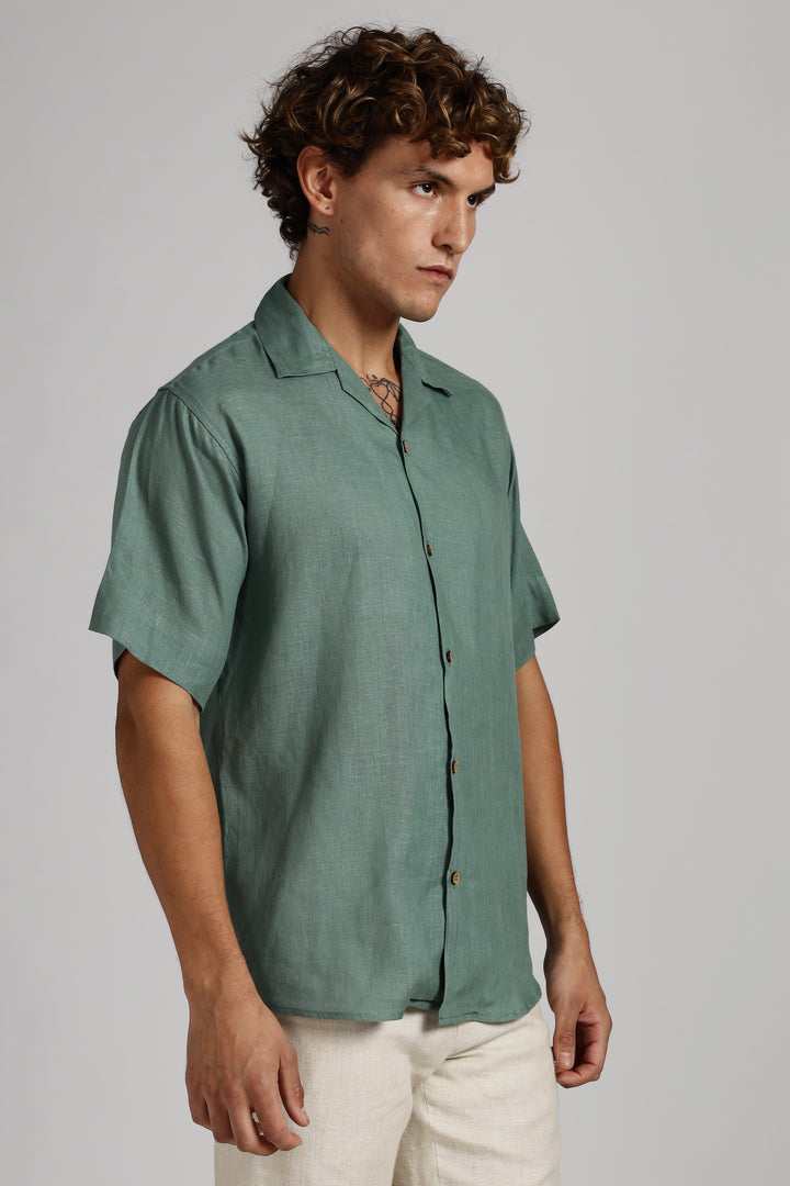 Sage Green Linen Shirt for Men - 100% Pure Linen - Casual Summer Style - Minimal & Breathable | CraftedLinen
