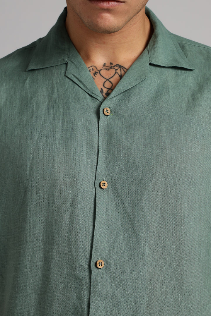 Sage Green Linen Shirt for Men - 100% Pure Linen - Casual Summer Style - Minimal & Breathable | CraftedLinen