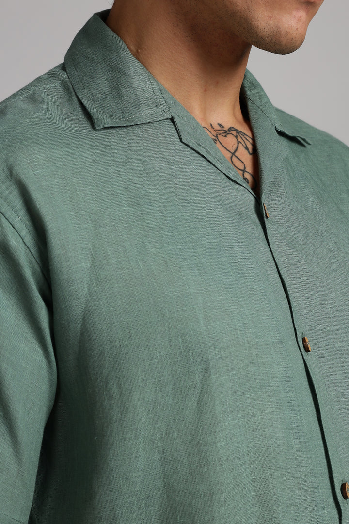 Sage Green Linen Shirt for Men - 100% Pure Linen - Casual Summer Style - Minimal & Breathable | CraftedLinen