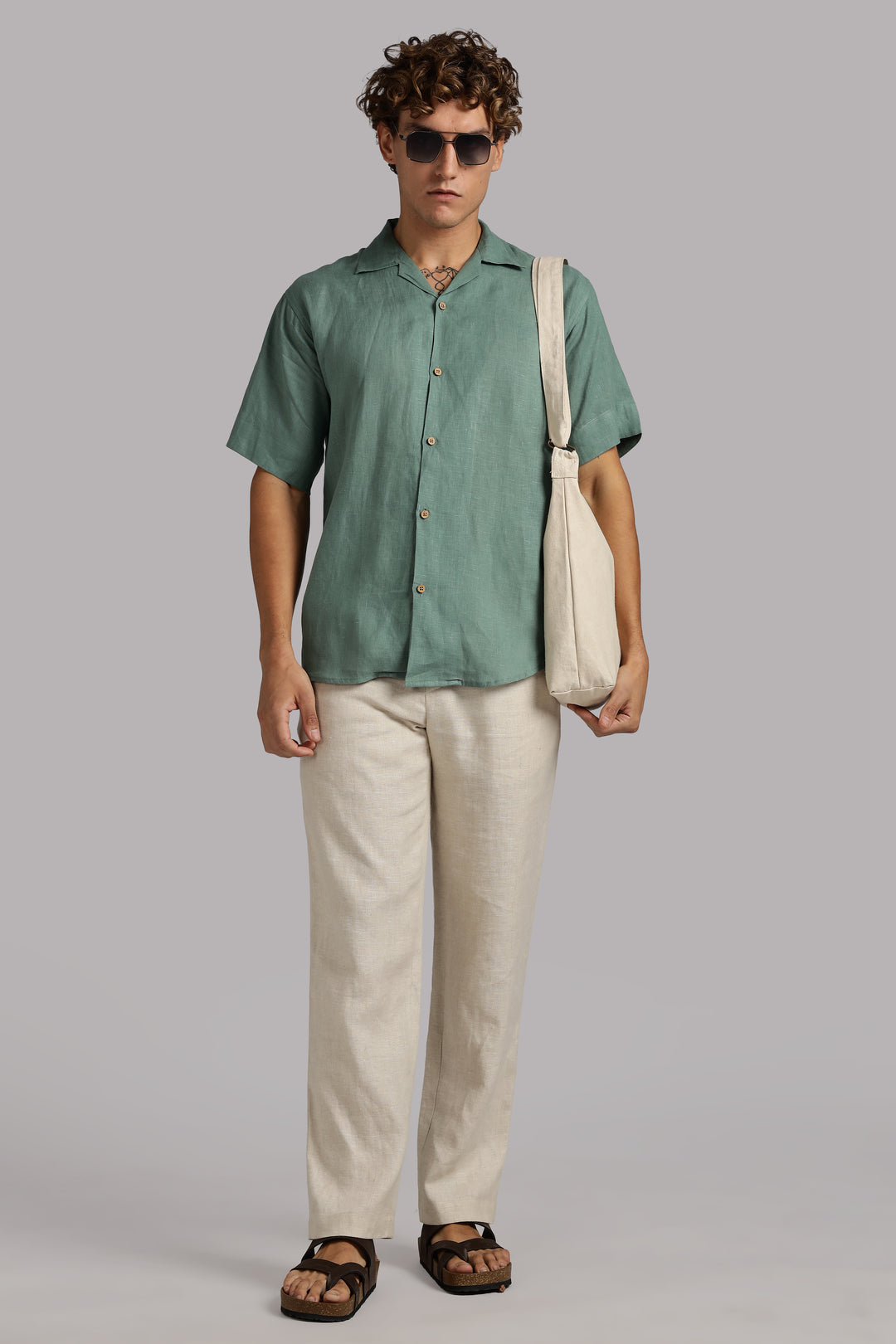 Sage Green Linen Shirt for Men - 100% Pure Linen - Casual Summer Style - Minimal & Breathable | CraftedLinen