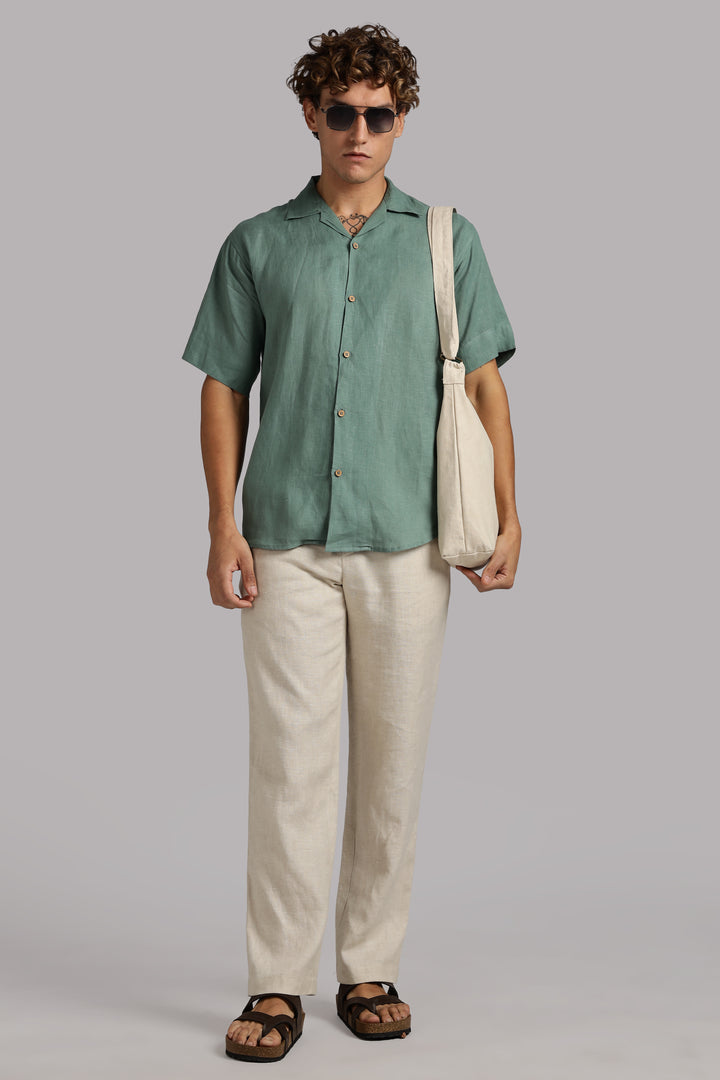 Sage Green Linen Shirt for Men - 100% Pure Linen - Casual Summer Style - Minimal & Breathable | CraftedLinen