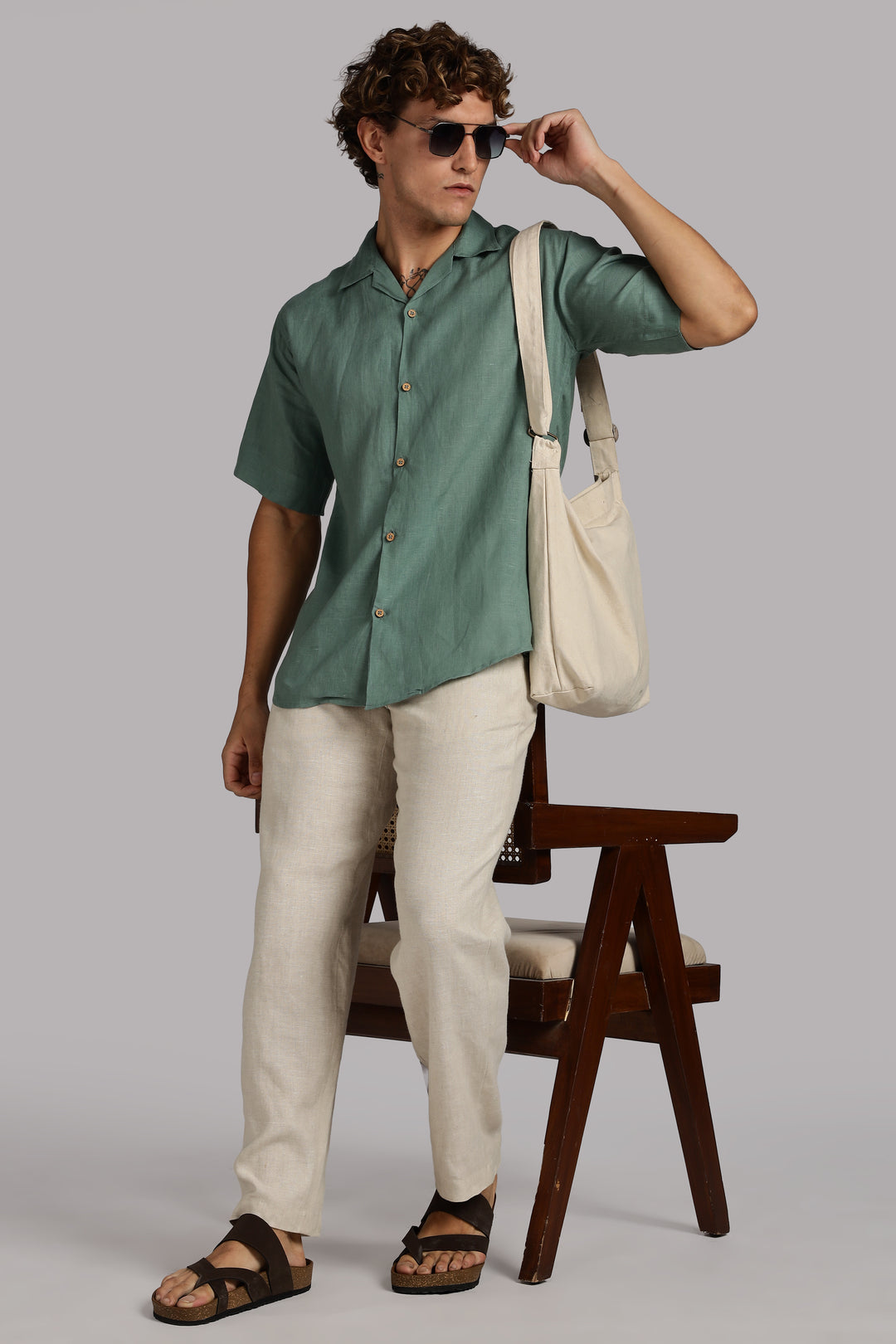 Sage Green Linen Shirt for Men - 100% Pure Linen - Casual Summer Style - Minimal & Breathable | CraftedLinen