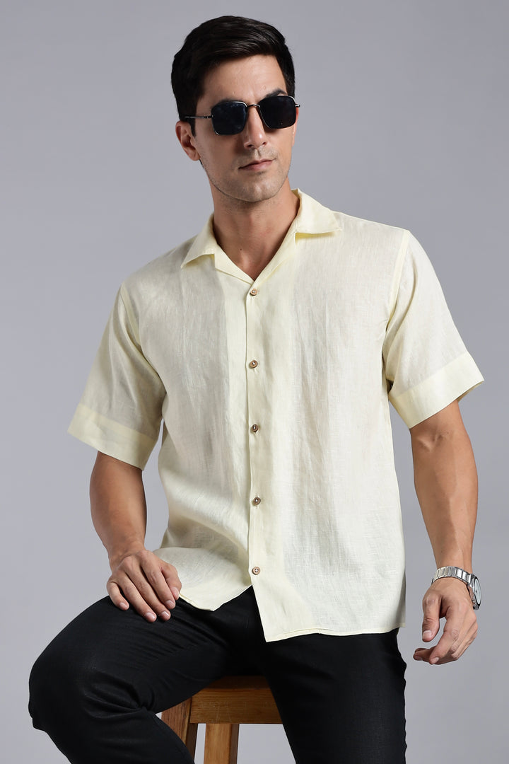 Bare Lemon Linen Shirt – Crafted for Summer Days - Pure 100% Linen – Summer Casual Look –  Men’s Trending Fashion 2025 | CraftedLinen