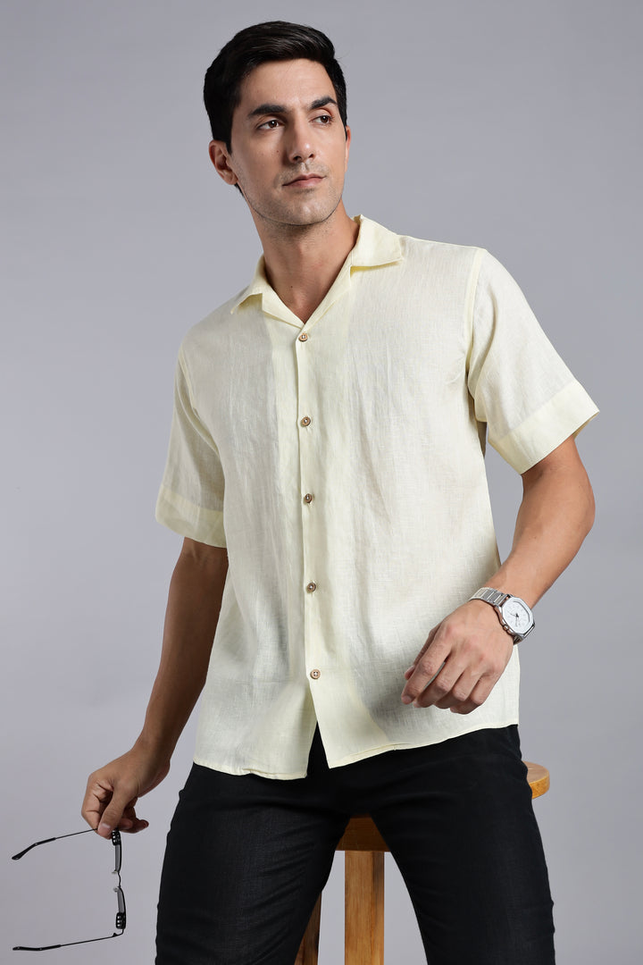 Bare Lemon Linen Shirt – Crafted for Summer Days - Pure 100% Linen – Summer Casual Look –  Men’s Trending Fashion 2025 | CraftedLinen