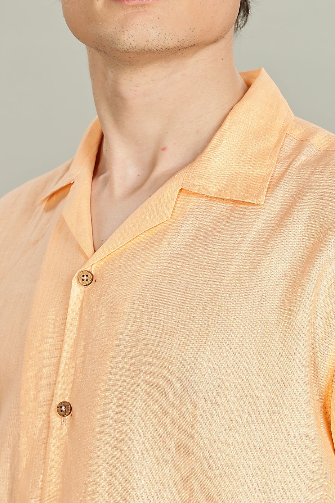 Soft Peach Plain Linen Shirt for Men – 100% Pure Linen – Casual Summer Style – Minimal & Breathable Plain Shirt | CraftedLinen