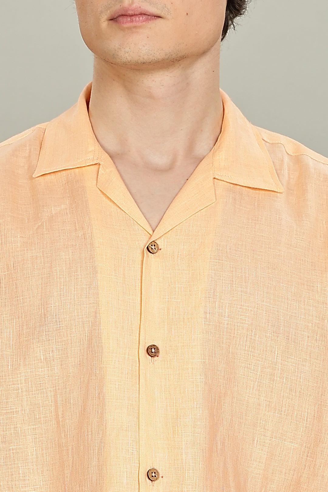 Soft Peach Plain Linen Shirt for Men – 100% Pure Linen – Casual Summer Style – Minimal & Breathable Plain Shirt | CraftedLinen