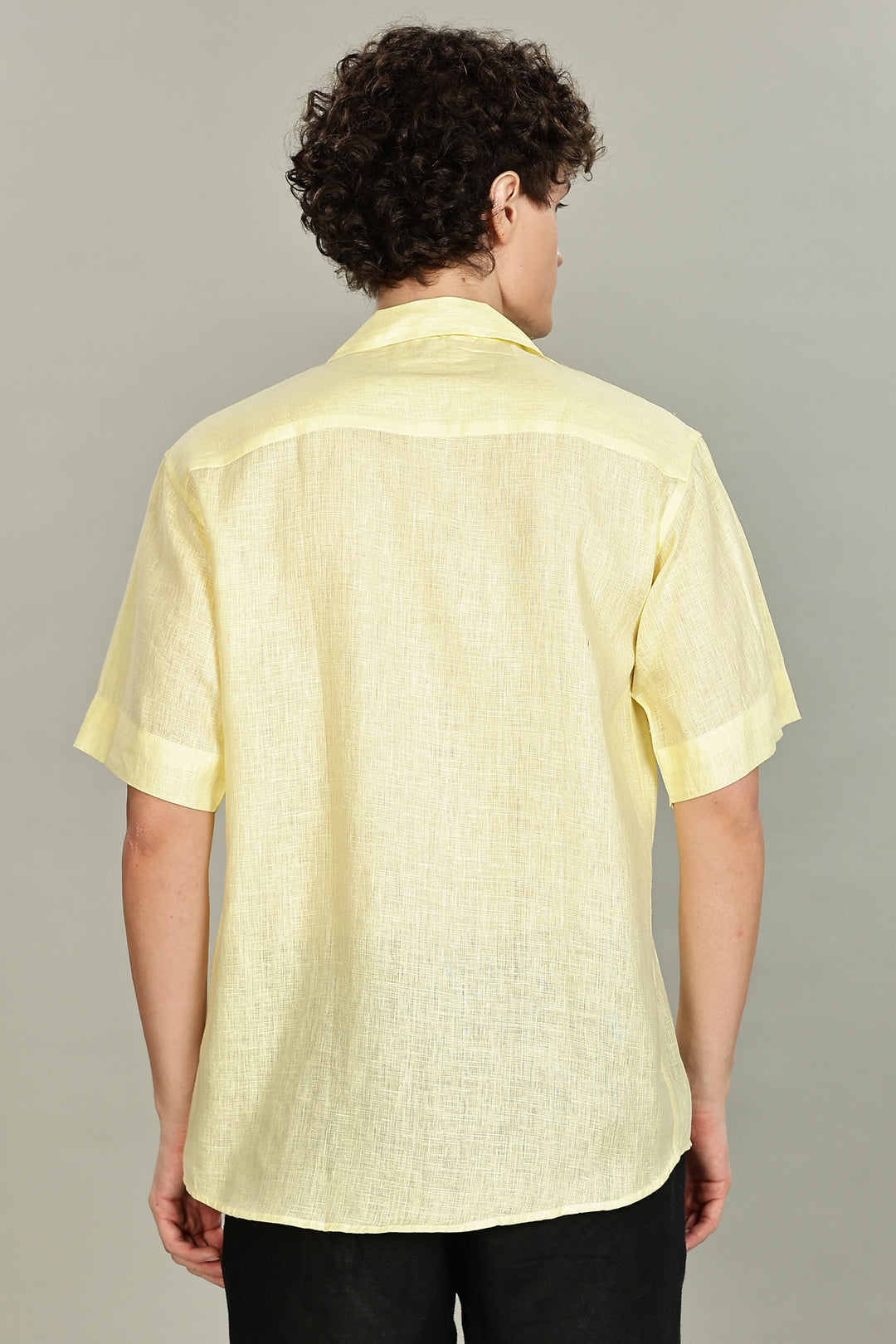 Lemon Yellow Linen Shirt for Men – 100% Pure Linen – Plain Summer Shirt – Breathable & Stylish | CraftedLinen