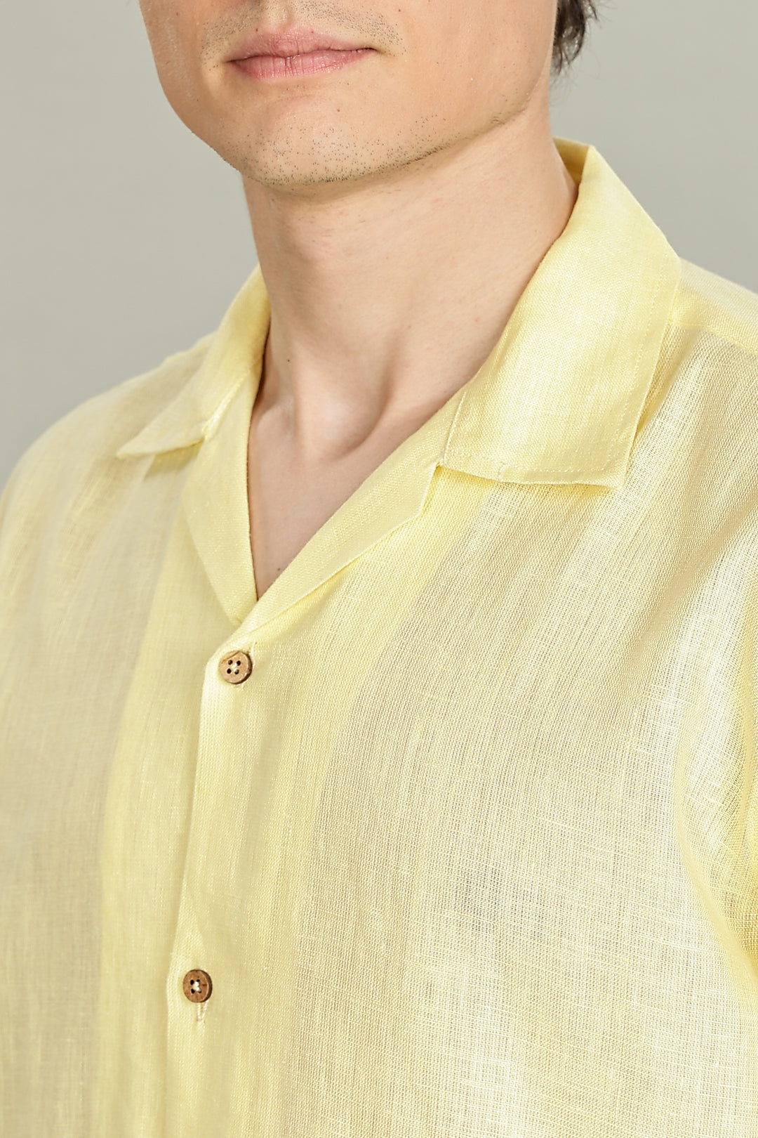 Lemon Yellow Linen Shirt for Men – 100% Pure Linen – Plain Summer Shirt – Breathable & Stylish | CraftedLinen