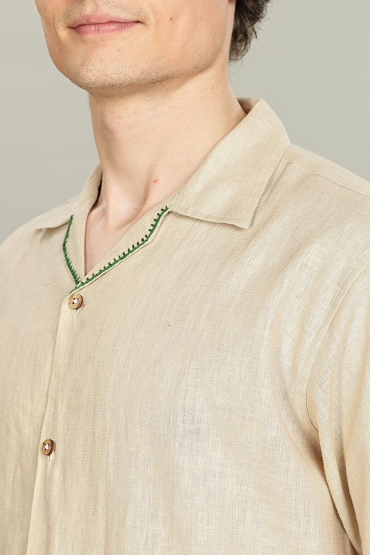 Rainbow Sheep Linen Shirt – Unique Hand Embroidery – 100% Pure Linen – Summer Style – Trending Men’s Fashion 2025 | CraftedLinen
