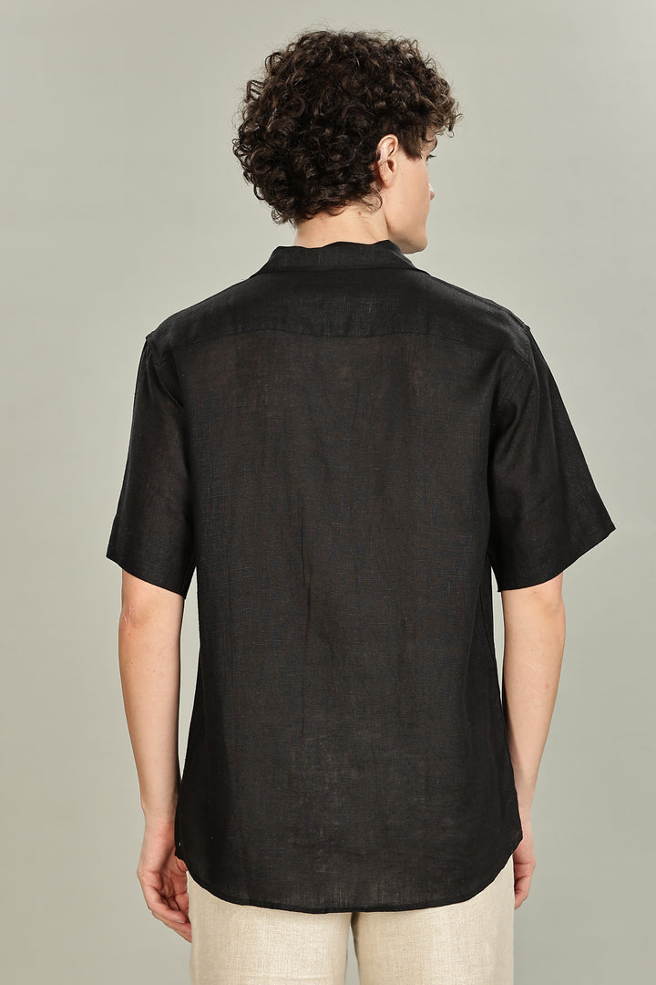 Black Linen Shirt for Men - 100% Pure Linen - Casual Summer Style - Minimal & Breathable | CraftedLinen