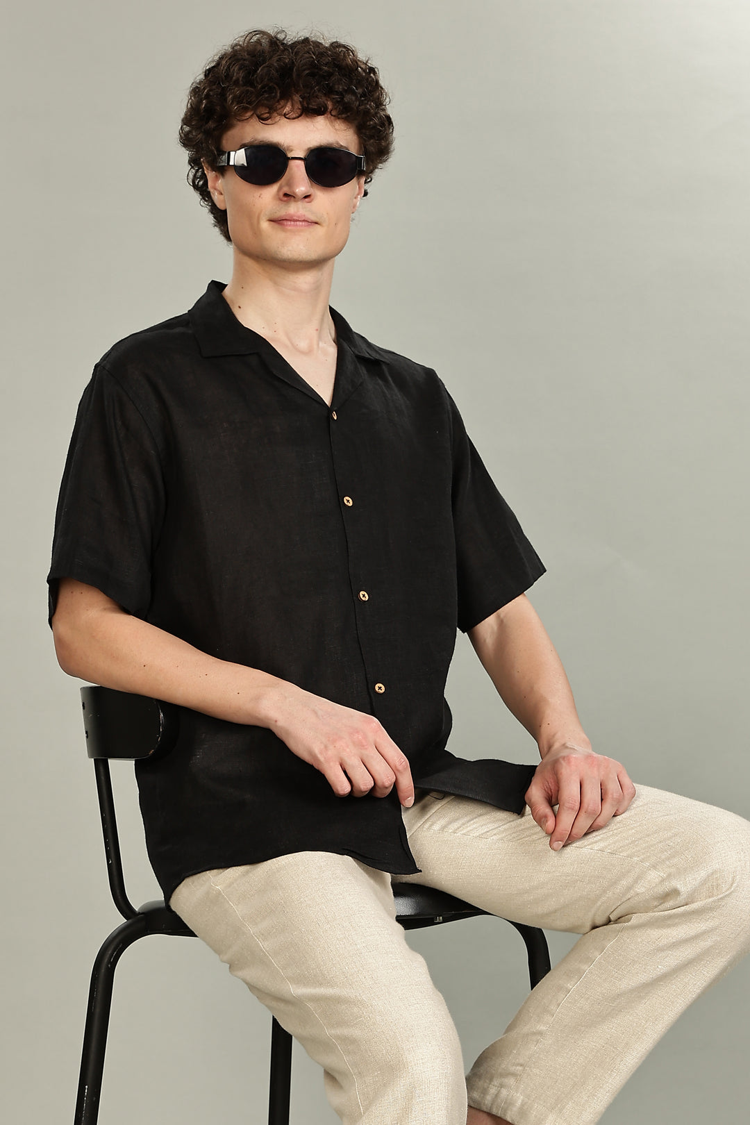 Black Linen Shirt for Men - 100% Pure Linen - Casual Summer Style - Minimal & Breathable | CraftedLinen