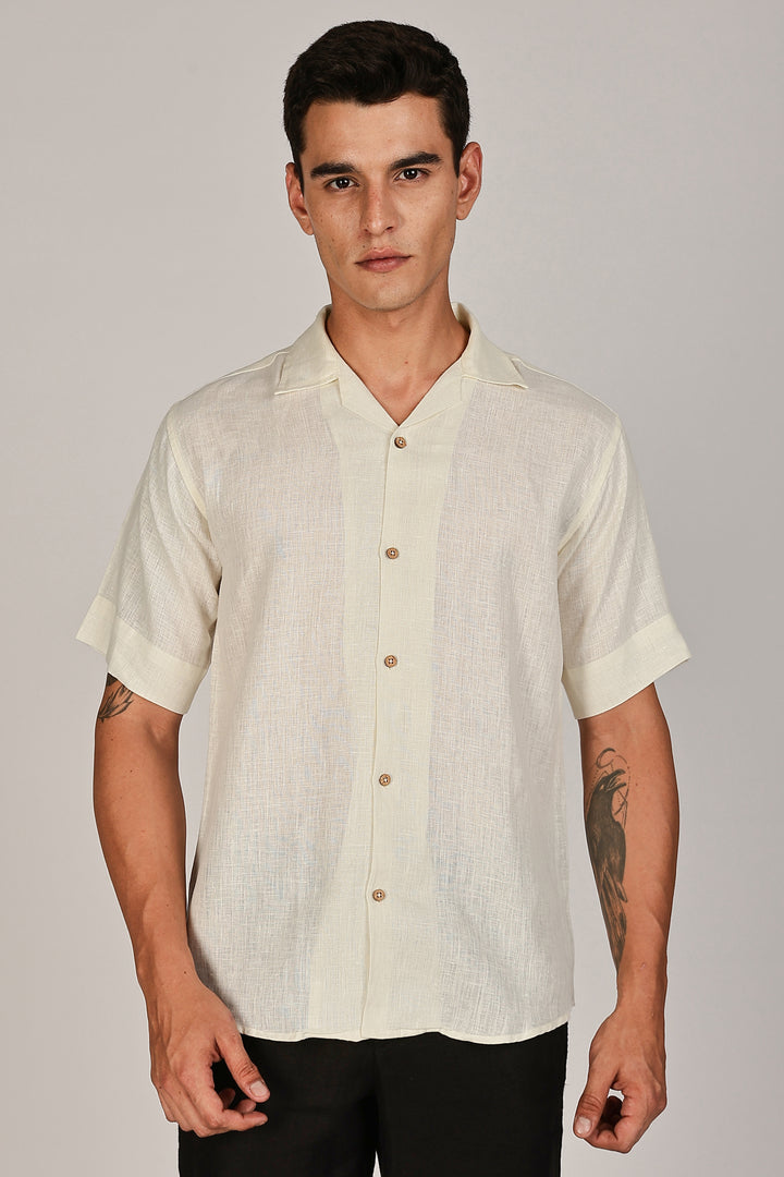 Sunrise Yellow Linen Shirt for Men - 100% Pure Linen - Light, Breezy & Hand crafted Summer Style | CraftedLinen