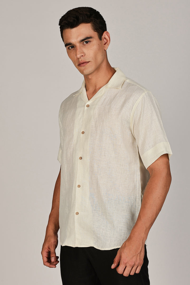 Sunrise Yellow Linen Shirt for Men - 100% Pure Linen - Light, Breezy & Hand crafted Summer Style | CraftedLinen
