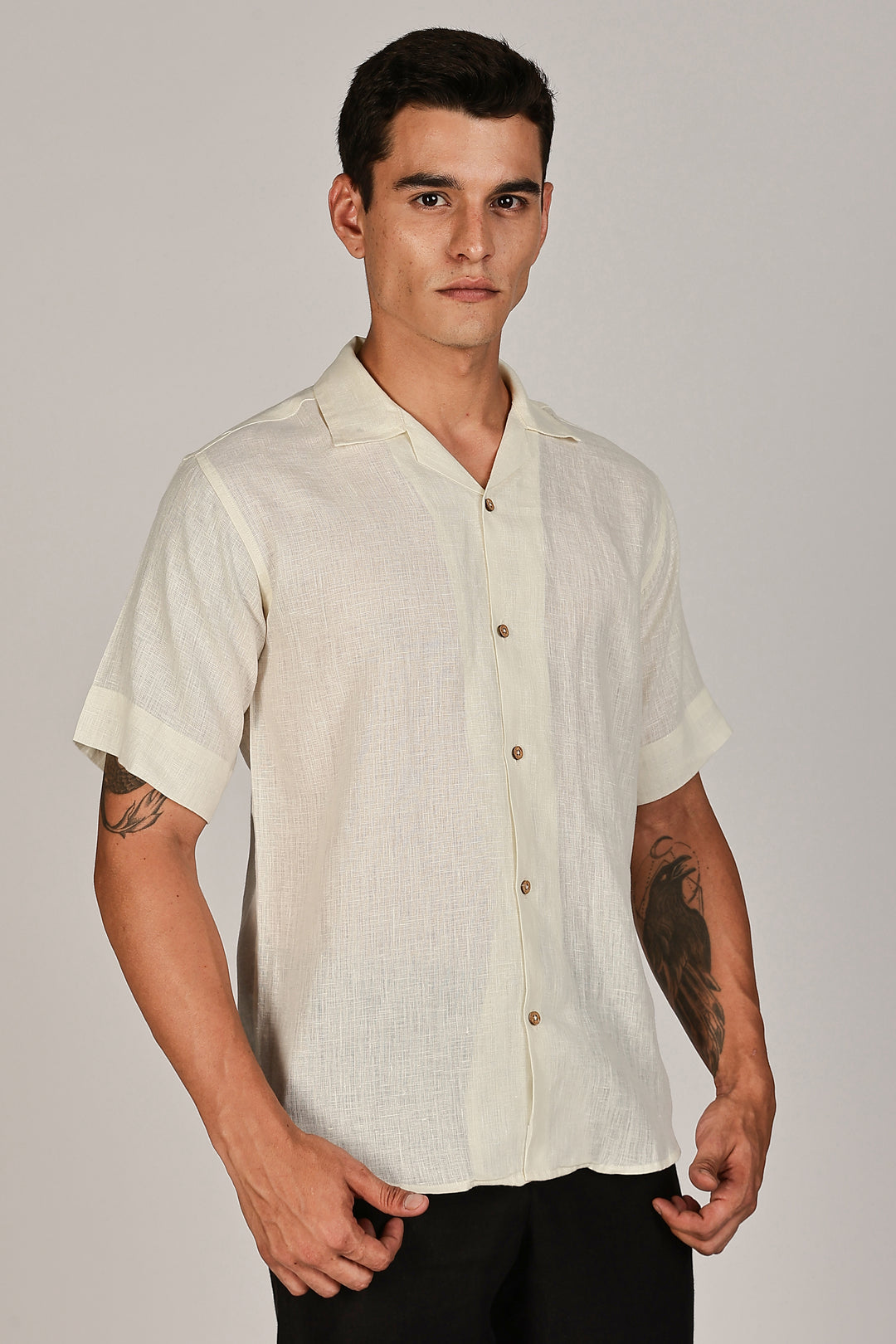 Sunrise Yellow Linen Shirt for Men - 100% Pure Linen - Light, Breezy & Hand crafted Summer Style | CraftedLinen