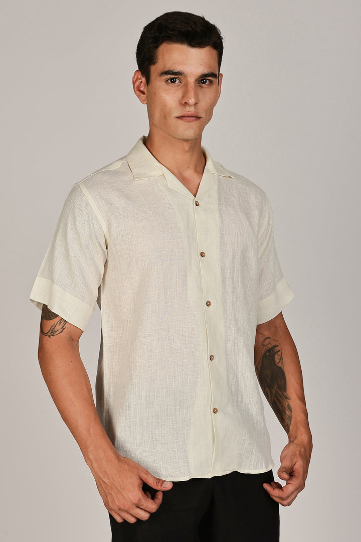 Sunrise Yellow Linen Shirt for Men - 100% Pure Linen - Light, Breezy & Hand crafted Summer Style | CraftedLinen