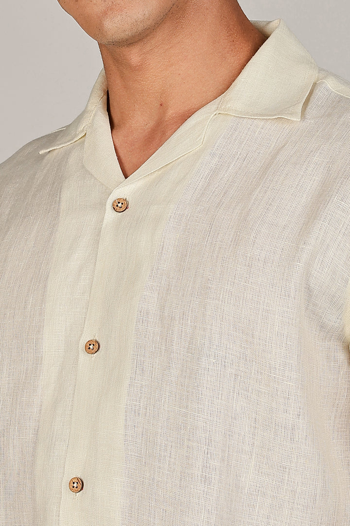Sunrise Yellow Linen Shirt for Men - 100% Pure Linen - Light, Breezy & Hand crafted Summer Style | CraftedLinen