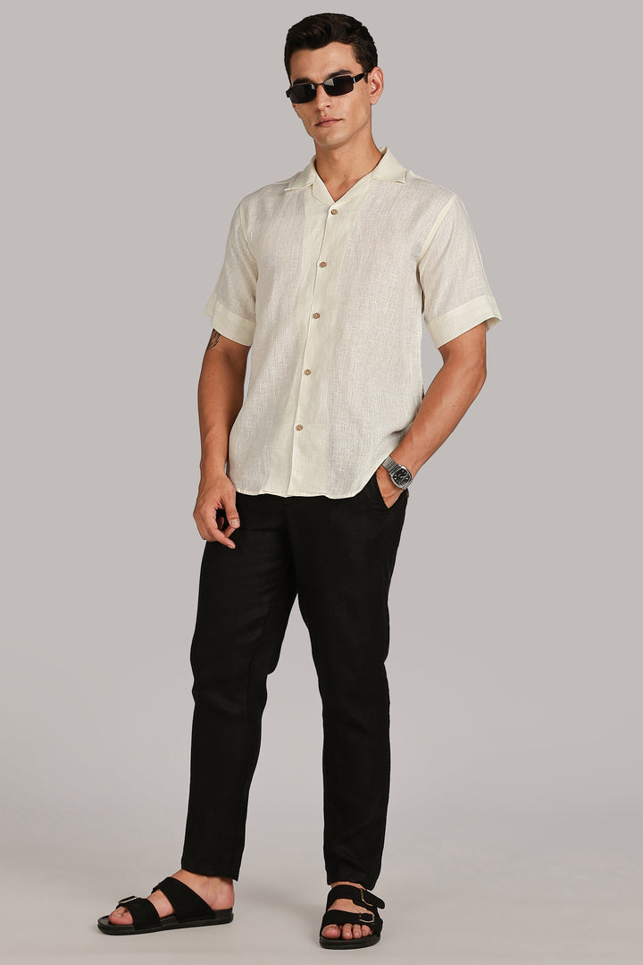 Sunrise Yellow Linen Shirt for Men - 100% Pure Linen - Light, Breezy & Hand crafted Summer Style | CraftedLinen