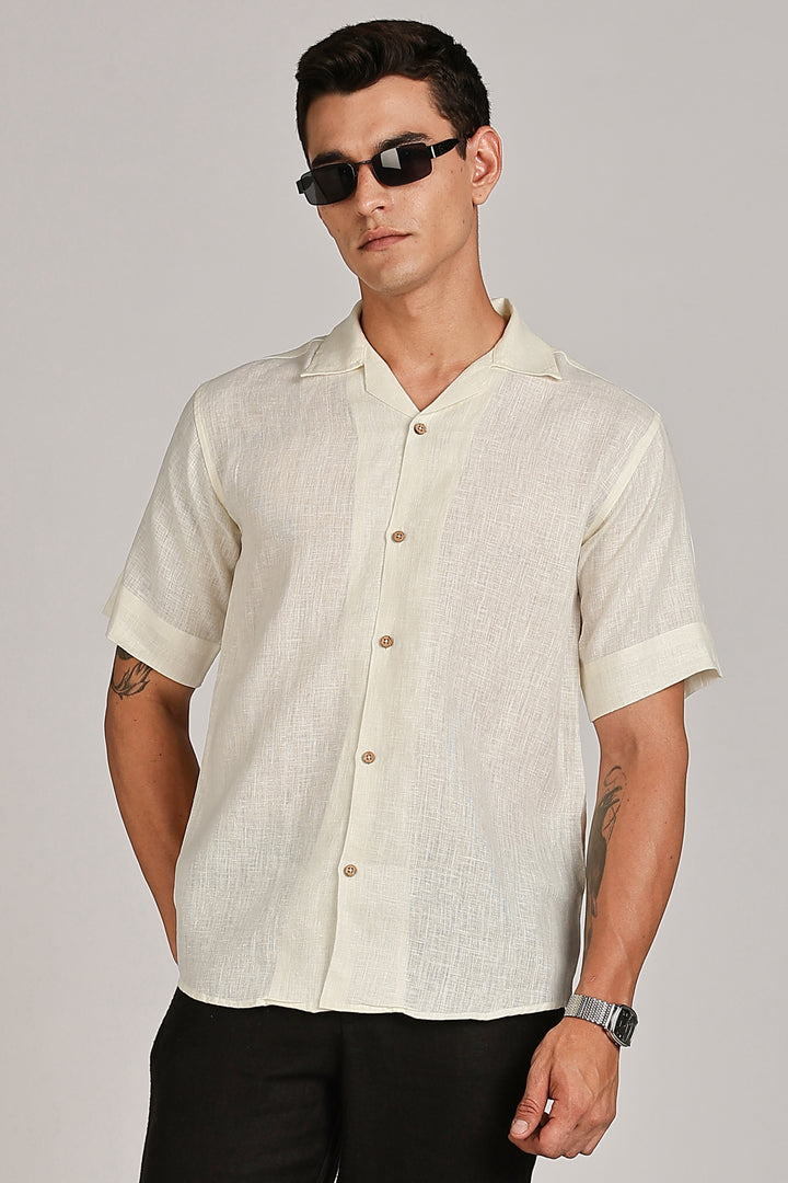 Sunrise Yellow Linen Shirt for Men - 100% Pure Linen - Light, Breezy & Hand crafted Summer Style | CraftedLinen
