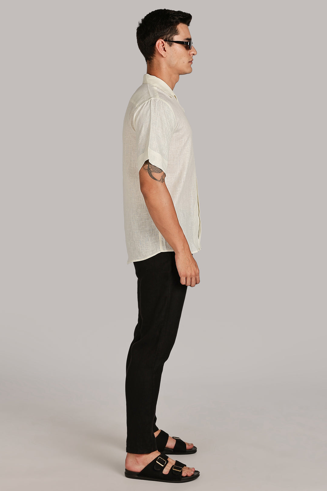 Sunrise Yellow Linen Shirt for Men - 100% Pure Linen - Light, Breezy & Hand crafted Summer Style | CraftedLinen