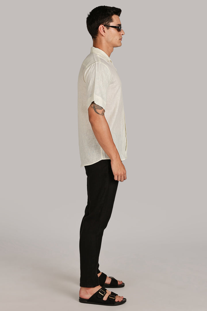 Sunrise Yellow Linen Shirt for Men - 100% Pure Linen - Light, Breezy & Hand crafted Summer Style | CraftedLinen