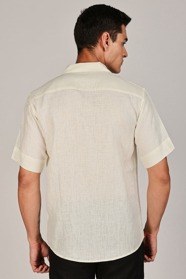 Sunrise Yellow Linen Shirt for Men - 100% Pure Linen - Light, Breezy & Hand crafted Summer Style | CraftedLinen