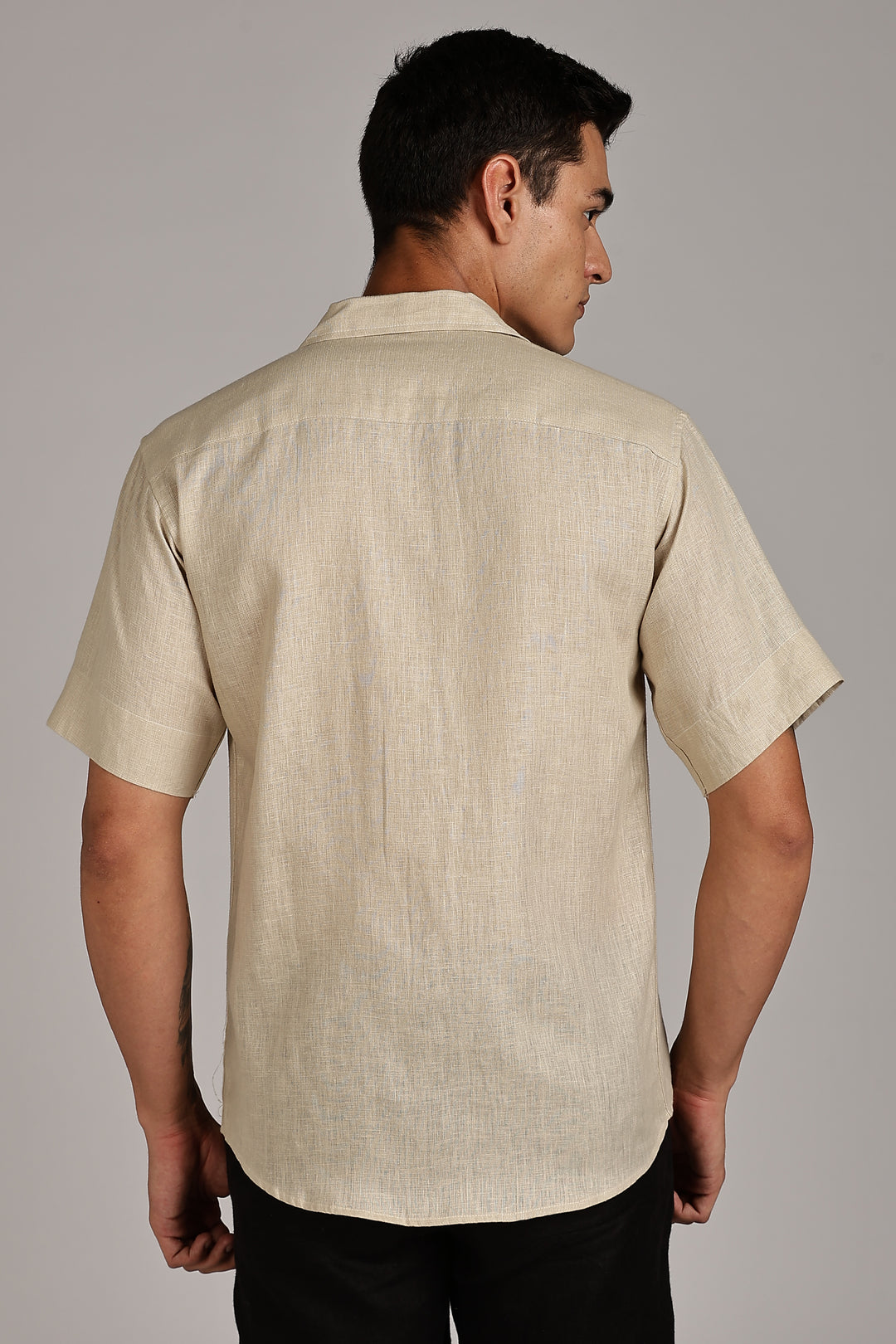Handwork Beige Linen Shirt – EyeCraft Embroidery – 100% Pure Linen – Men's Trending Fashion | CraftedLinen