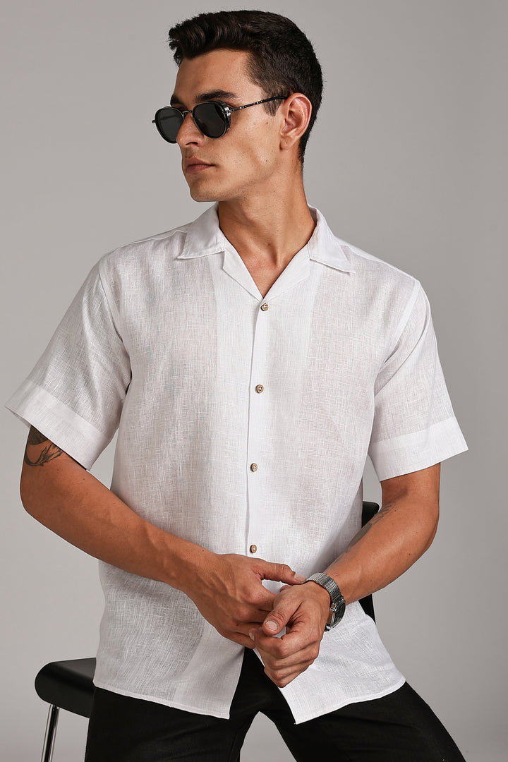 White Linen Shirt for Men - 100% Pure Linen - Classic, Cool & Handcrafted Summer Wear | CraftedLinen