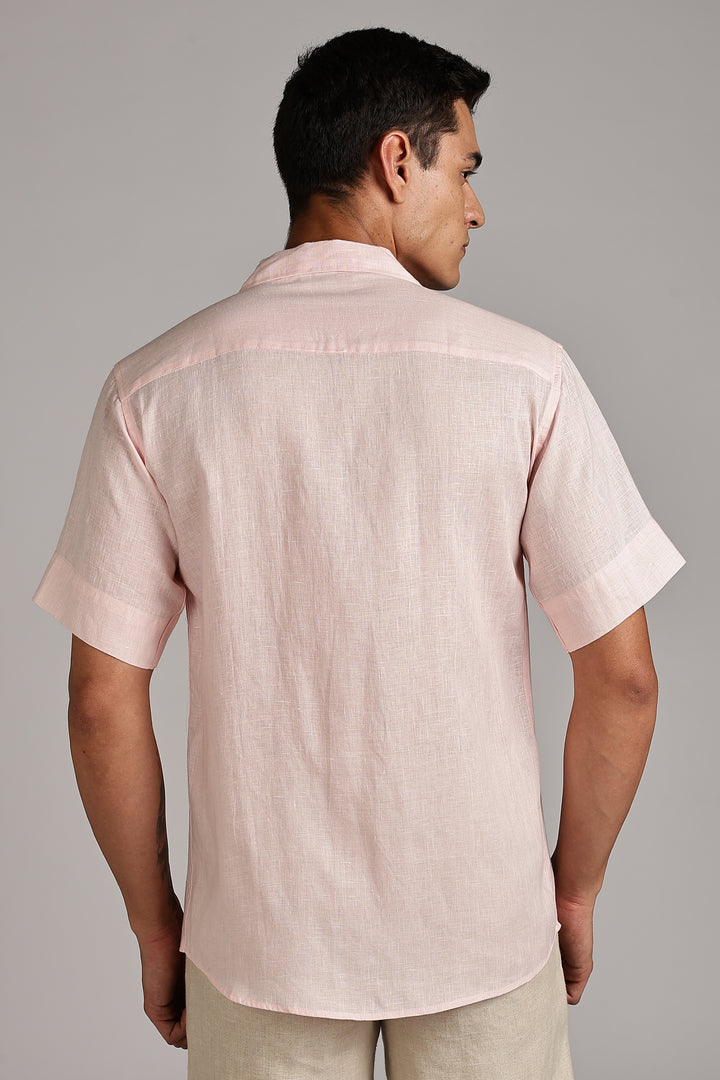 Pastel Pink Linen Shirt for Men – 100% Pure Linen - Light, Soft, Plain & Summer Ready Style | Crafted Linen