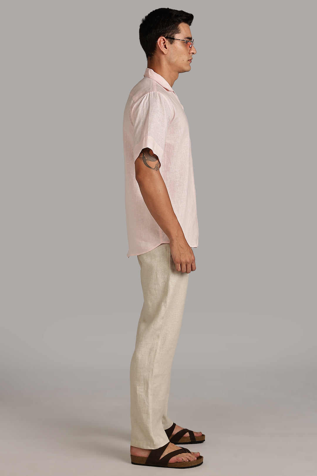 Pastel Pink Linen Shirt for Men – 100% Pure Linen - Light, Soft, Plain & Summer Ready Style | Crafted Linen