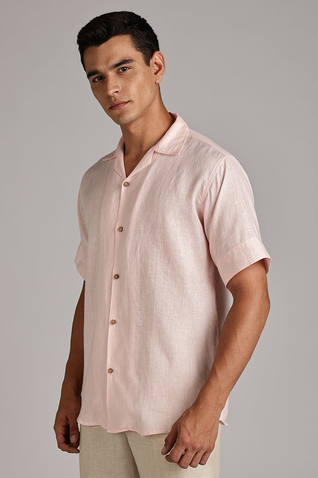 Pastel Pink Linen Shirt for Men – 100% Pure Linen - Light, Soft, Plain & Summer Ready Style | Crafted Linen